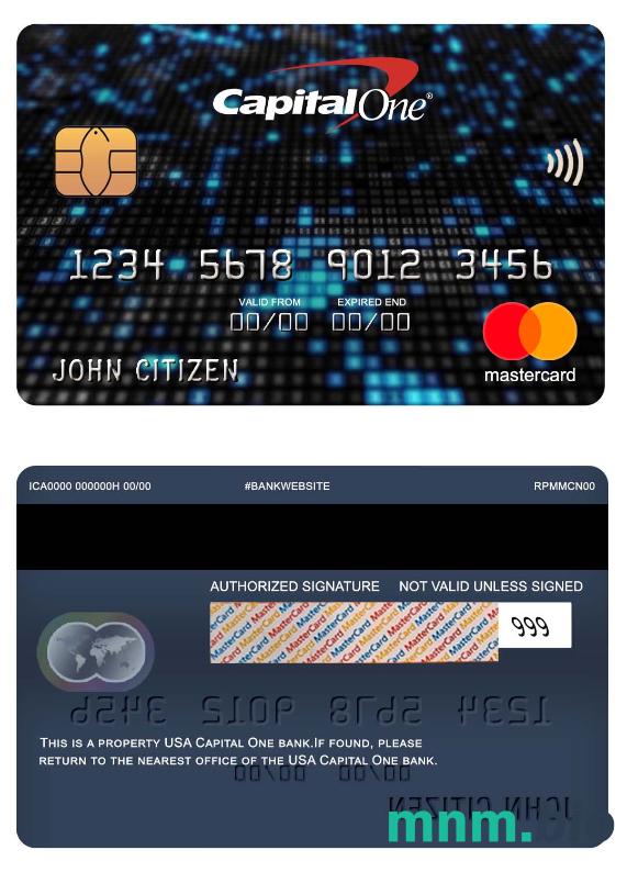 USA Capital One bank przykład karty mastercard w formacie PSD